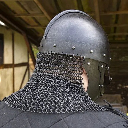 Steel Viking Raven Helmet with Chainmail | Battle-Ready Armor-7-Viking Warrior