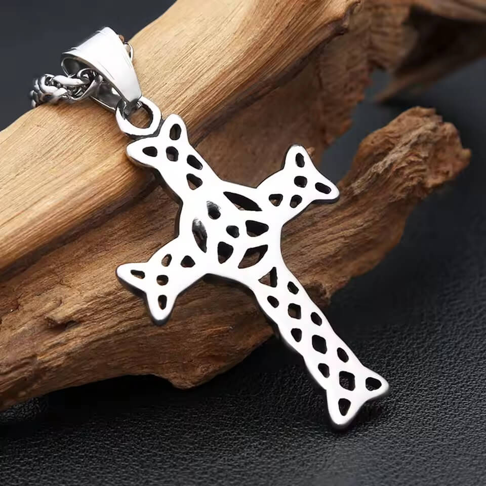 Celtic Trinity Knot Cross Stainless Steel Necklace