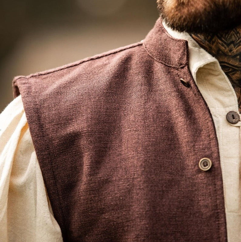 Brown Handwoven Cotton Viking Vest