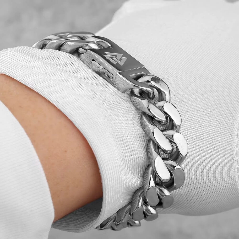 Viking Rune Stainless Steel Chain Bracelet