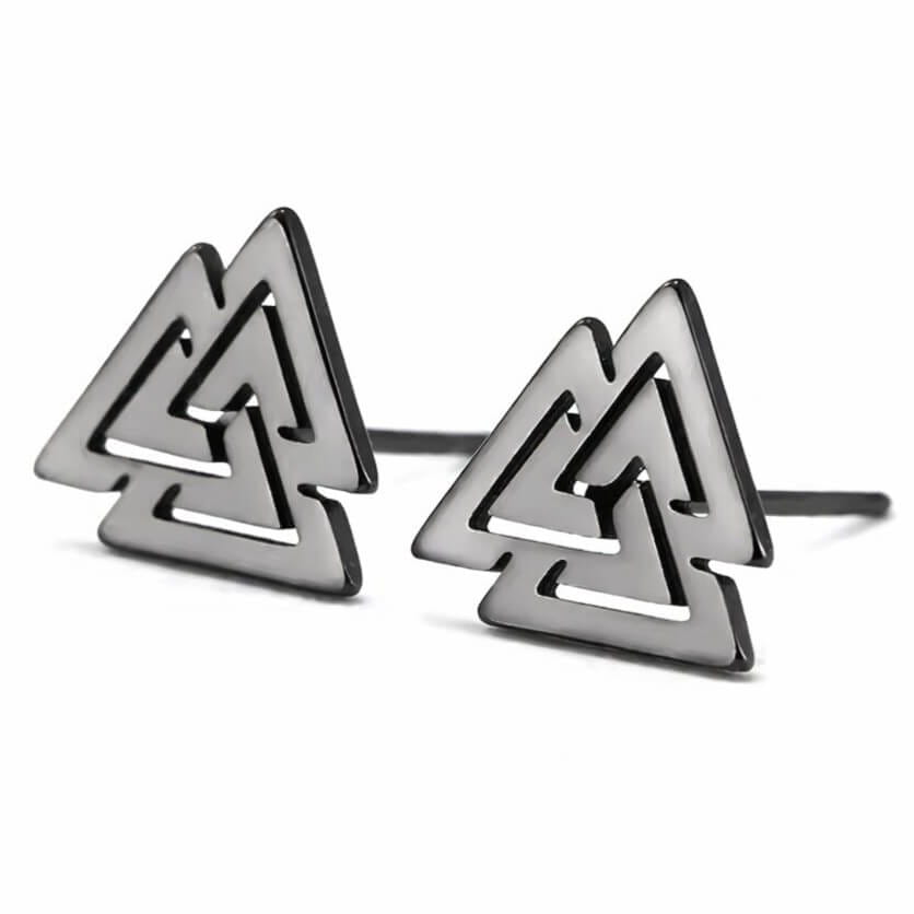 Viking Valknut Stainless Steel Stud Earrings