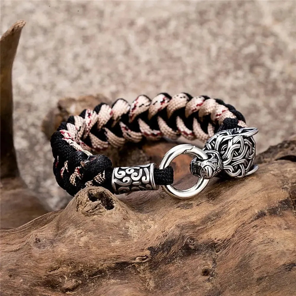 Viking Wolf Bracelet with Paracord Rope | Multiple Colors-15-Viking Warrior