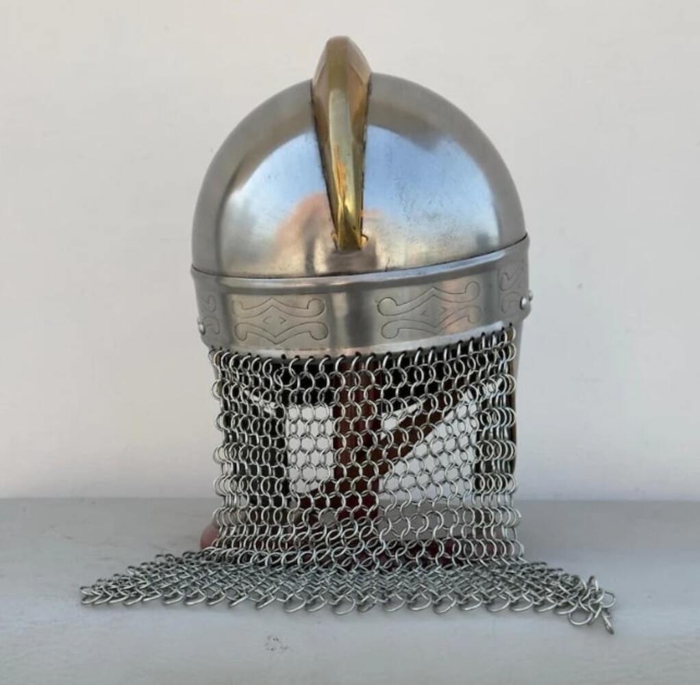 Viking Wolf Helmet With Chainmail