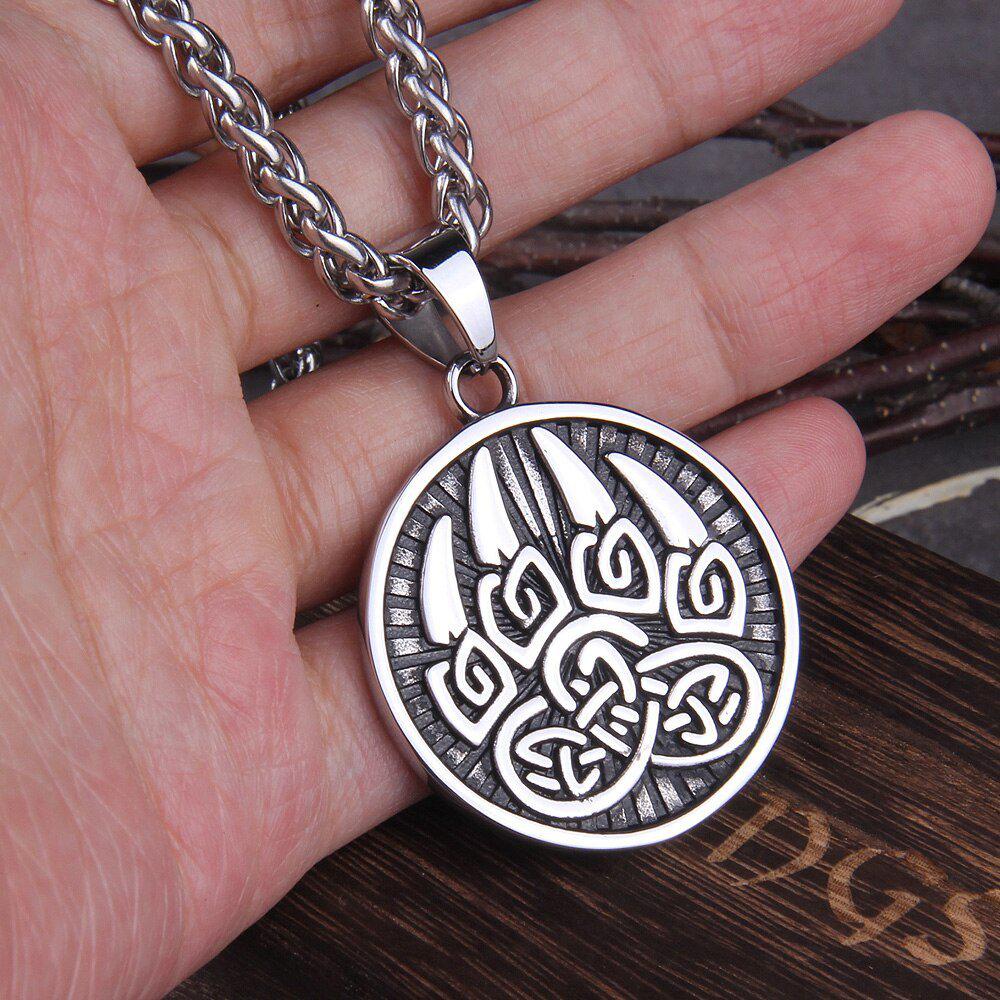 Berserker Bear Paw Knotwork Necklace