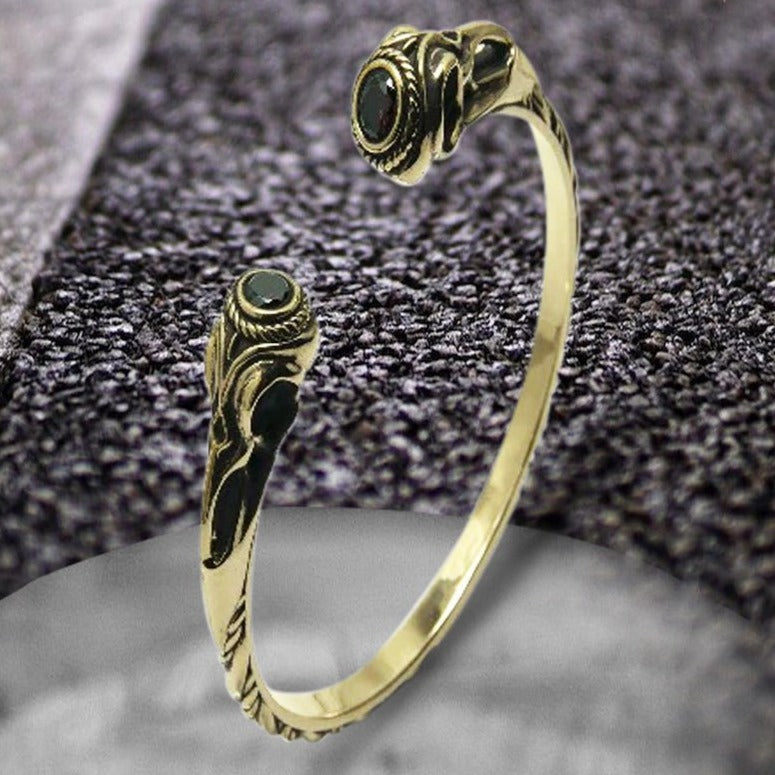 Bronze Viking Torc Bracelet with Gems