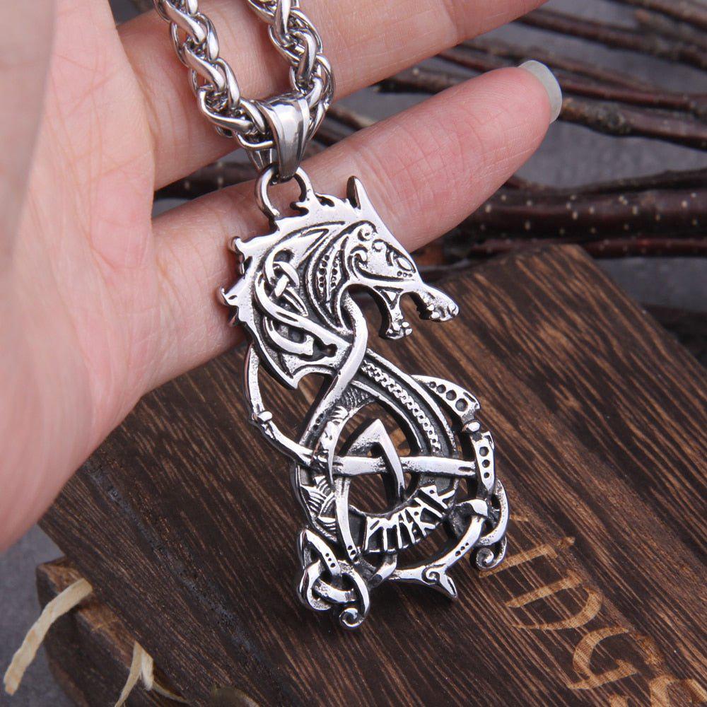 Fenrir Knotwork Viking Necklace and Medallion Talisman