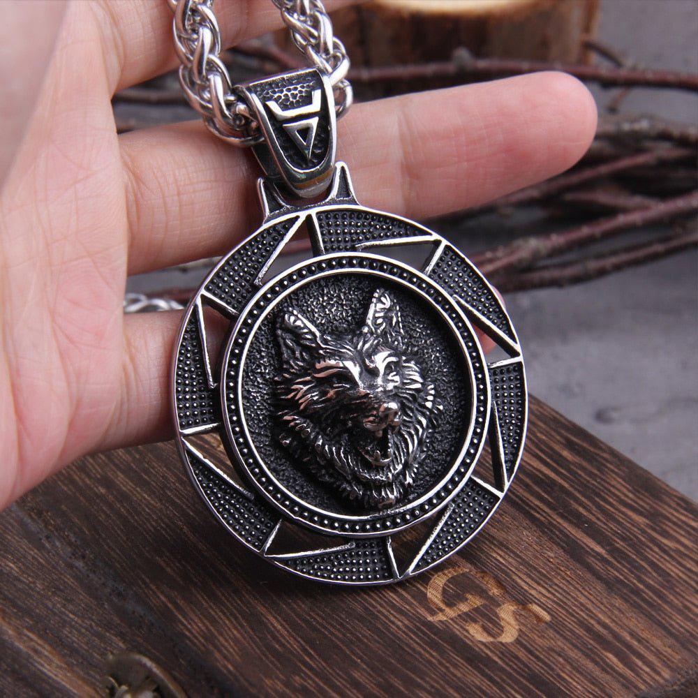 Fenrir Wolf of Ragnarok Medallion Talisman Necklace