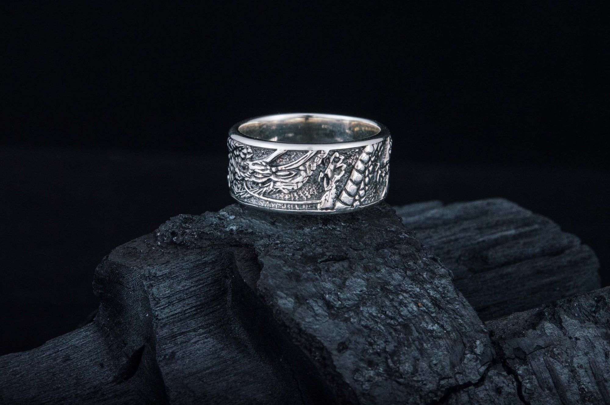 Ring with Dragon Symbol Sterling Silver Handmade Jewelry-1