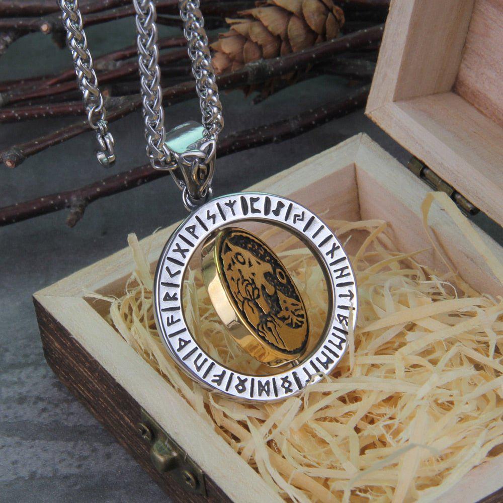 Rotating Fenrir Rune Pendant