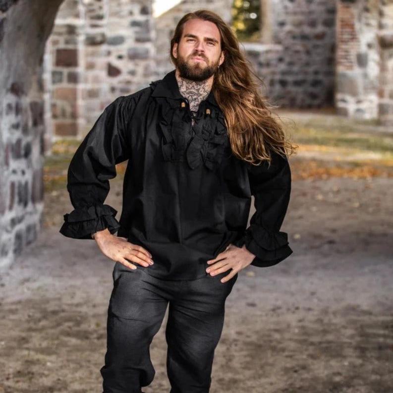 Long Sleeve Black Lace-Up Shirt