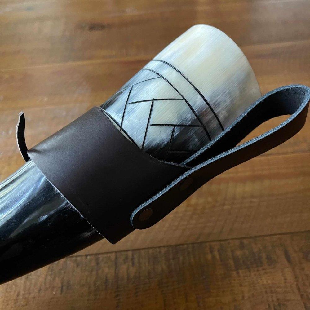 Viking Drinking Horn with Belt Loop and Iron Stand - Scale Pattern-9-Viking Warrior