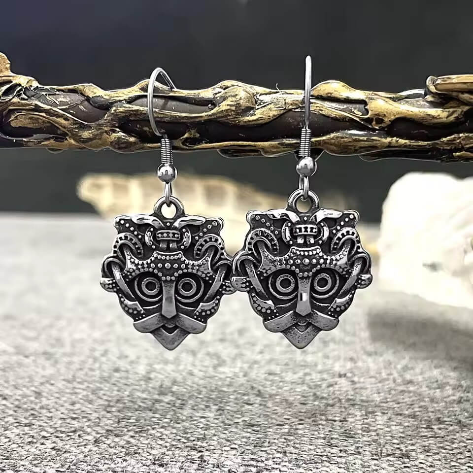 Viking Odin Mask Stainless Steel Earrings