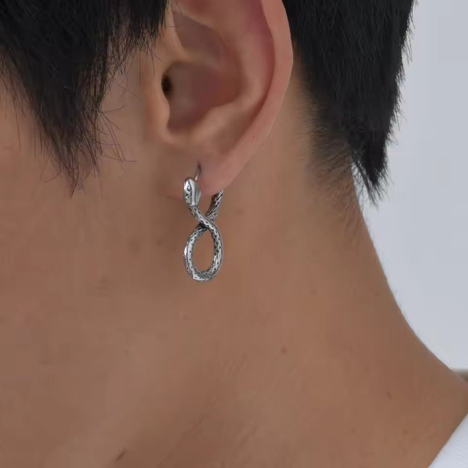 Viking Serpent Hoop Earrings | Textured Scale Design