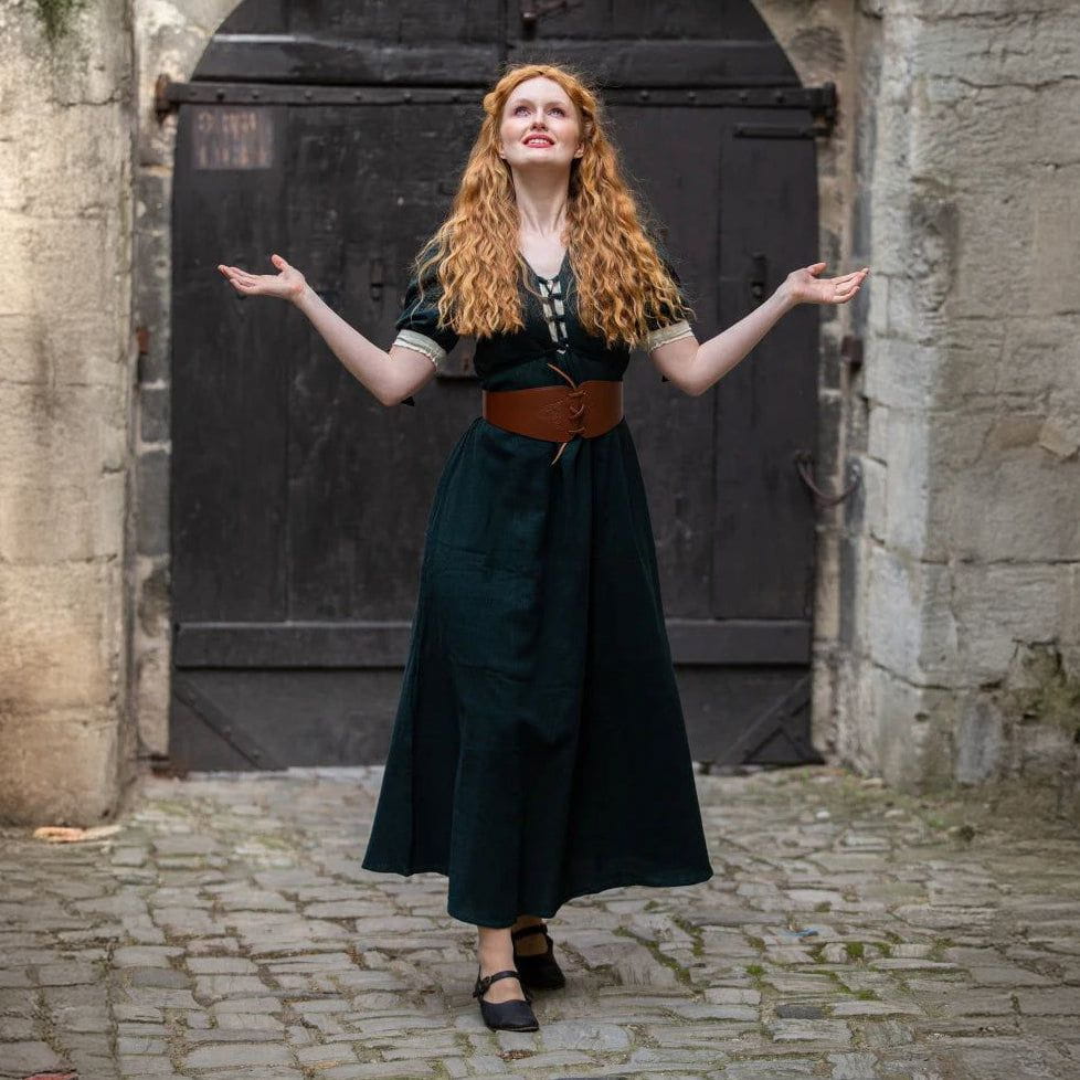 Viking Dress in Green with Laced Front and Sleeves - Summer Cotton 5XL Viking Dress in Green with Laced Front and Sleeves - Summer Cotton 5XL