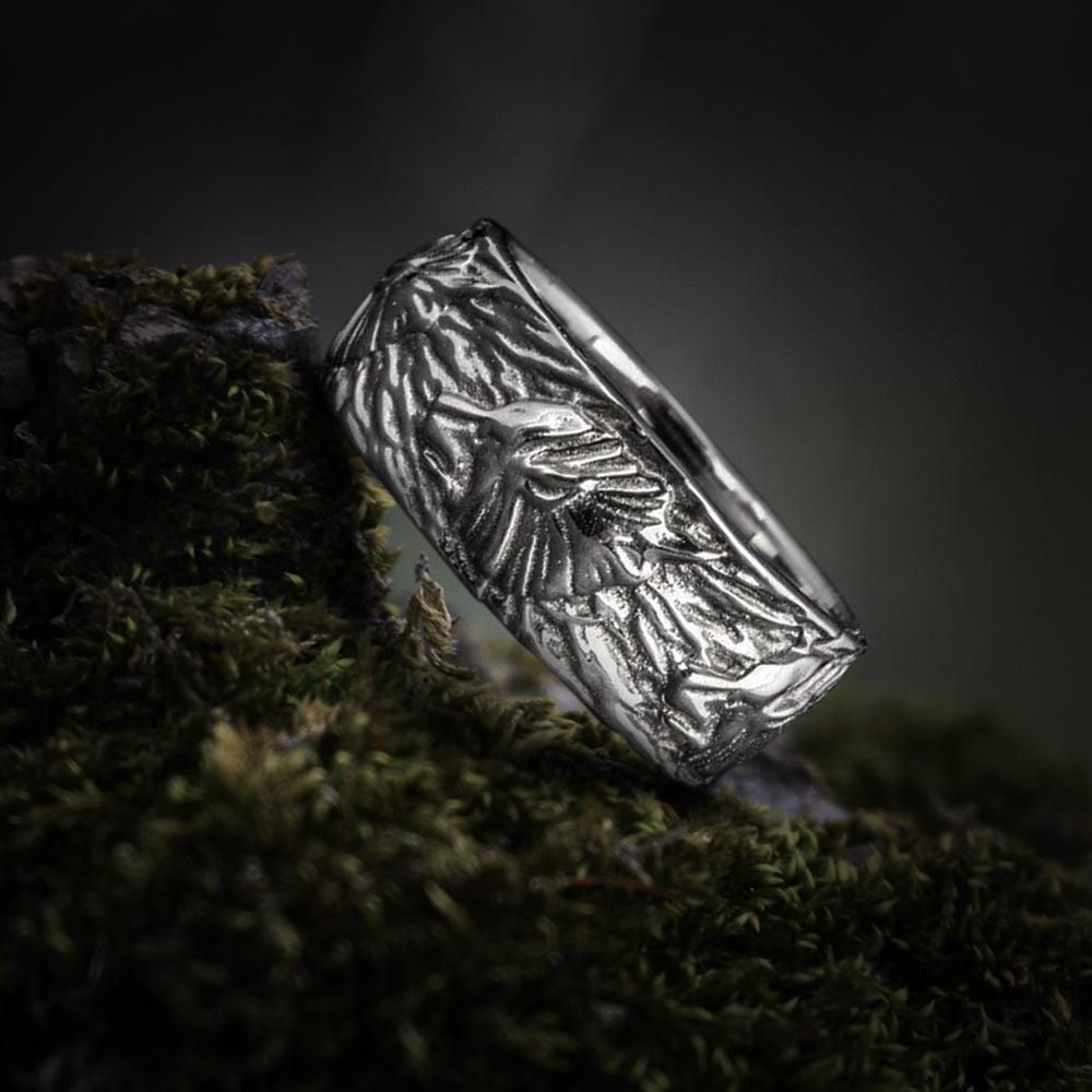 Wolf Ornament Ring Ruthenium Plated Sterling Silver Black Limited Edition Norse Ring-1