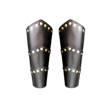 Black Leather Viking Arm Bracer | Rugged Rivets & Adjustable Straps-2-Viking Warrior