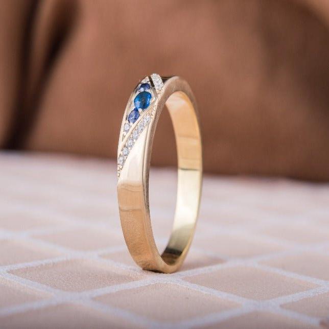 14K Gold Ring with Cubic Zirconia Handmade Viking Workshop Jewelry-2