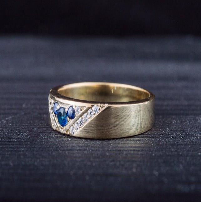 14K Gold Ring with Cubic Zirconia Handmade Viking Workshop Jewelry-3