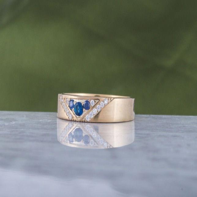 14K Gold Ring with Cubic Zirconia Handmade Viking Workshop Jewelry-4