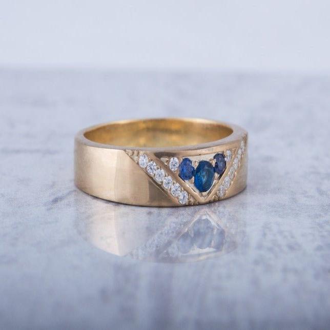 14K Gold Ring with Cubic Zirconia Handmade Viking Workshop Jewelry-5
