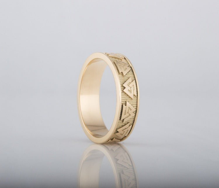 14K Gold Valknut Symbol Norse Ring-2