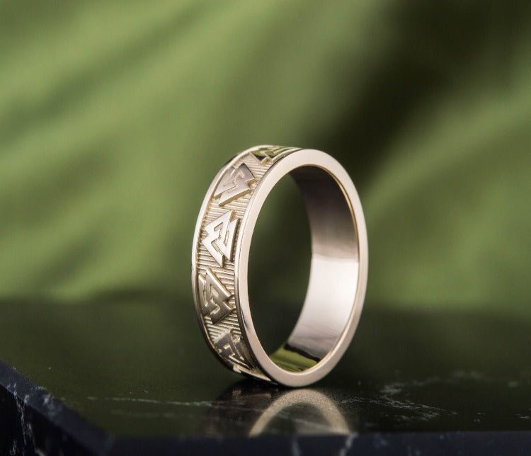 14K Gold Valknut Symbol Norse Ring-6
