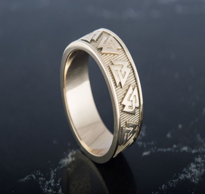 14K Gold Valknut Symbol Norse Ring-7