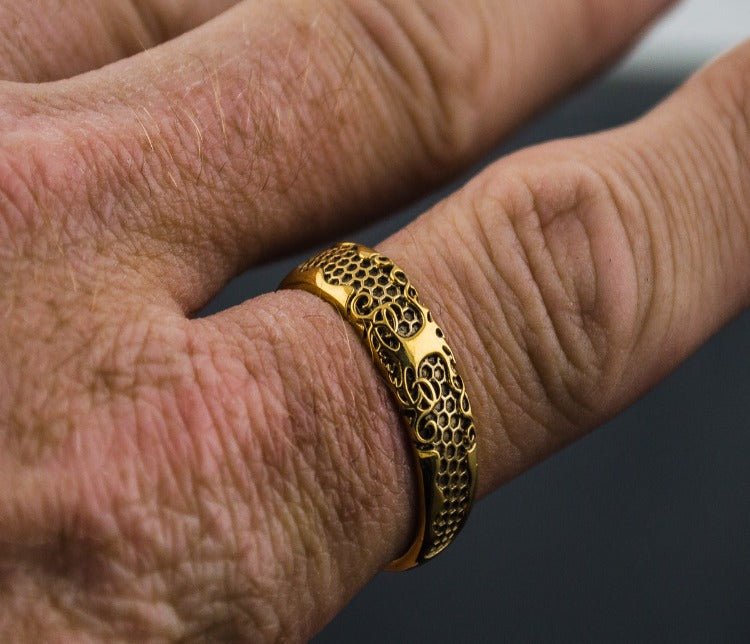 14K Gold Yggdrasil Symbol Ring Viking Jewelry-5