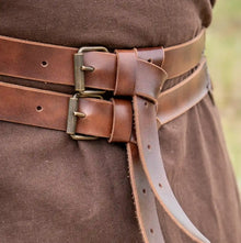 Brown Viking Belt | Twin Strap Faux Leather Medieval Waist Belt