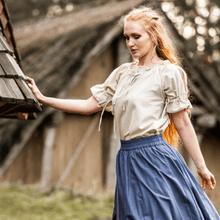 Short Sleeve Viking Blouse | Lace-Up Neckline-1-Viking Warrior