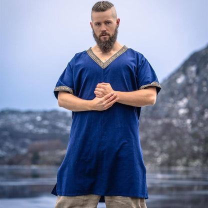 Short Blue Viking Tunic-2-Viking Warrior