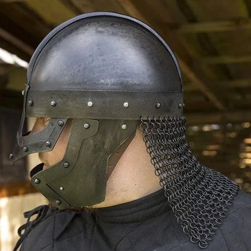 Steel Viking Raven Helmet with Chainmail | Battle-Ready Armor-3-Viking Warrior
