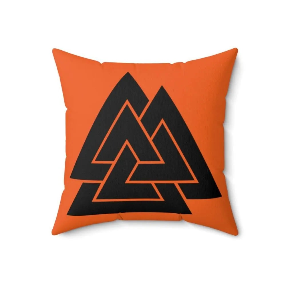 Orange Viking Valknut Rune Symbol Cushion-2-Viking Warrior