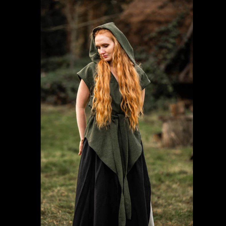 Hooded Green Viking Tunic for Women | Belt Included