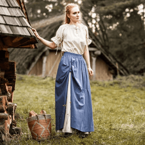 Short Sleeve Viking Blouse Lace Up Neckline