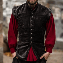 Brown Sleeveless Viking Vest | Velvet with Button Closure-2-Viking Warrior