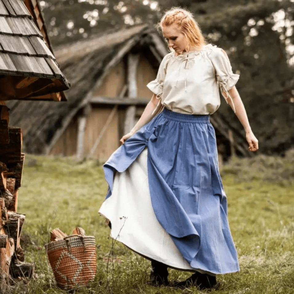 Blue & Natural Viking Skirt | Double Layer with Slit – Viking Warrior Blue & Natural Viking Skirt | Double Layer with Slit – Viking Warrior