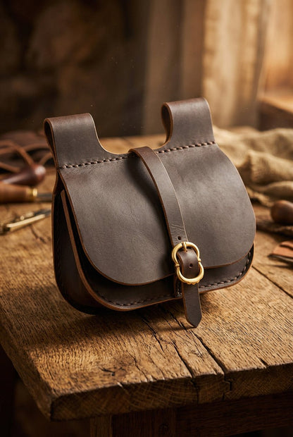 Authentic Viking Leather Belt Bag | Buckle Closure & Spacious Design