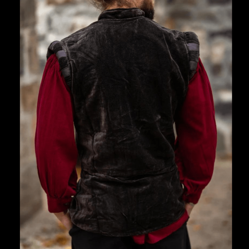 Brown Sleeveless Viking Vest | Velvet with Button Closure-5-Viking Warrior