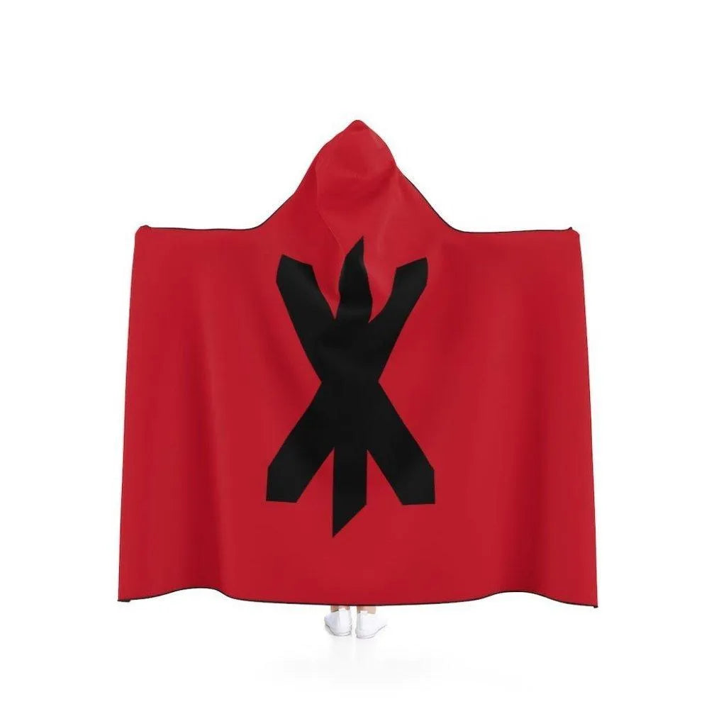 Red Viking Strength Rune Symbol Hooded Blanket-1-Viking Warrior