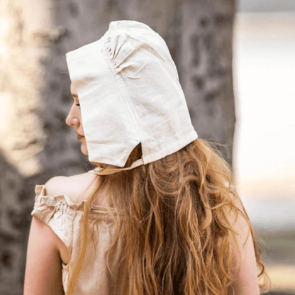 Cotton Viking Bonnet | Natural Color, Tie Closure-4-Viking Warrior