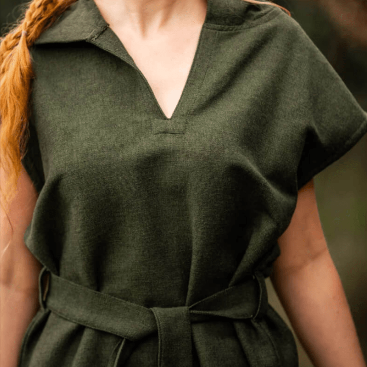 Hooded Green Viking Tunic for Women | Belt Included