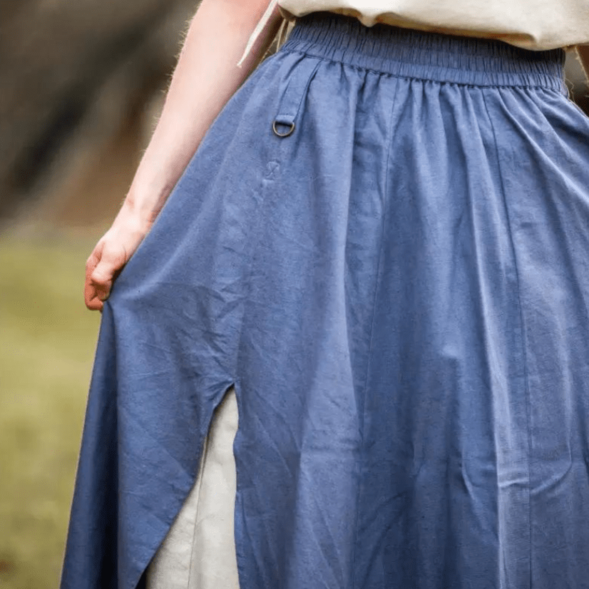 Blue &amp; Natural Viking Skirt | Double Layer with Slit