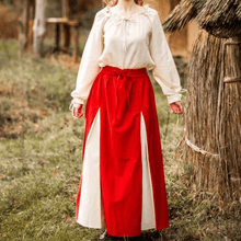 Red & Natural Viking Skirt | Lace-Up Front-2-Viking Warrior