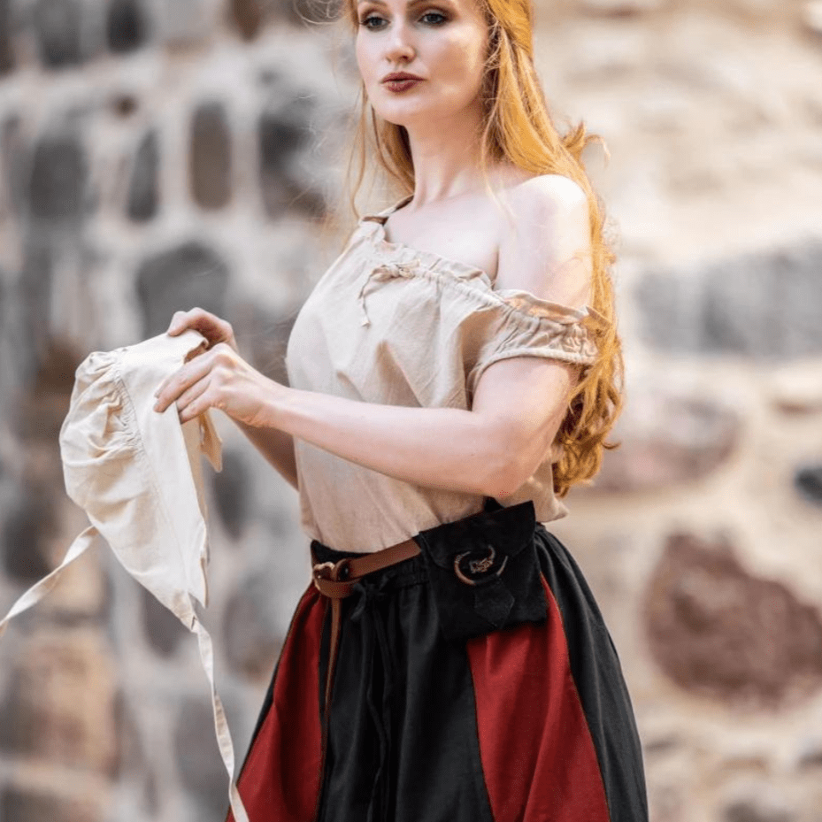 Cotton Viking Bonnet | Natural Color, Tie Closure-7-Viking Warrior