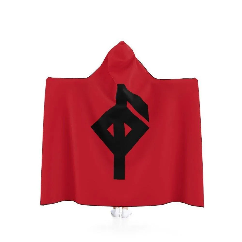 Red Viking Health Rune Symbol Hooded Blanket-1-Viking Warrior