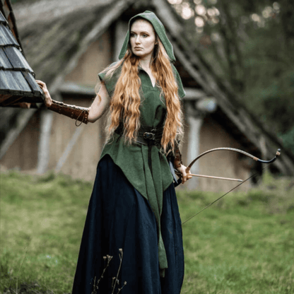 Hooded Green Viking Tunic for Women | Belt Included-6-Viking Warrior