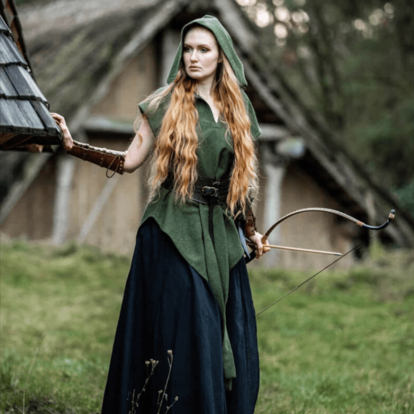 Hooded Green Viking Tunic for Women | Belt Included