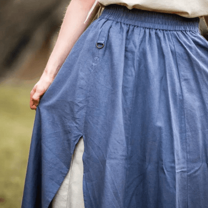 Blue & Natural Viking Skirt | Double Layer with Slit-7-Viking Warrior