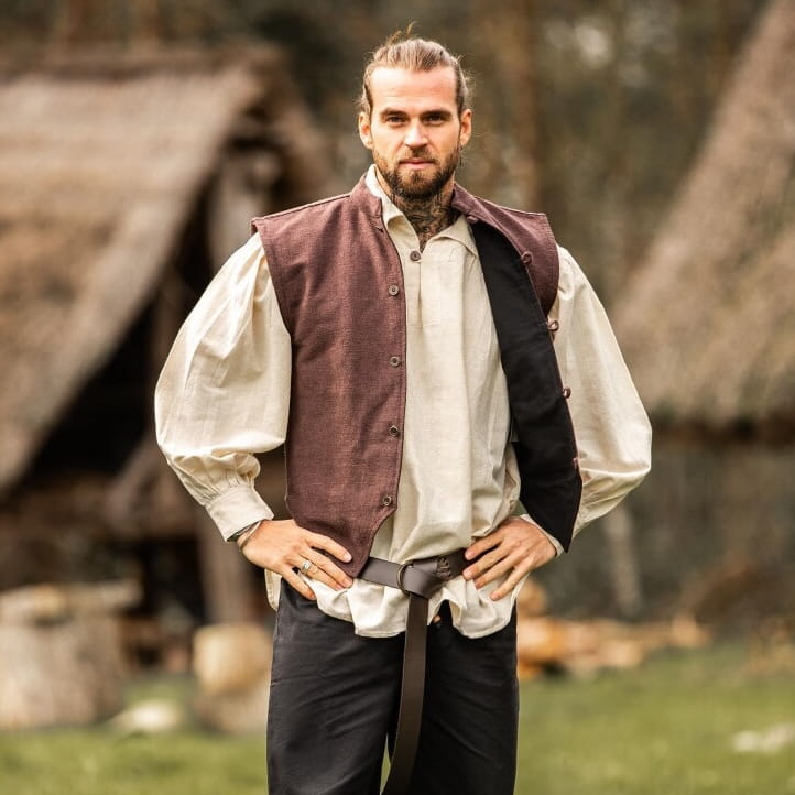 Brown Handwoven Cotton Viking Vest